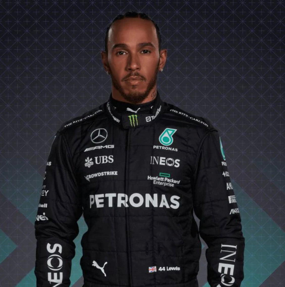 F1 Driver Lewis Hamilton 2023 Printed Race Suit