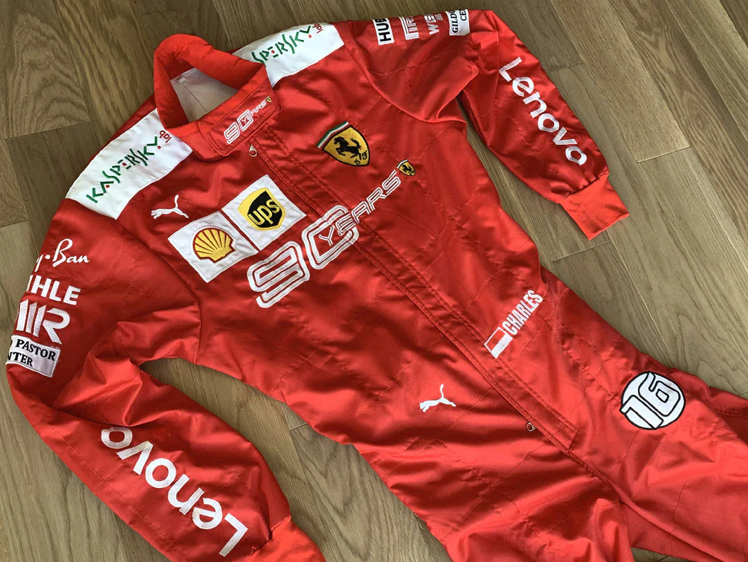 Charles Leclerc 2019 Ferrari 90 YEARS Replica Embroidered go kart race suit