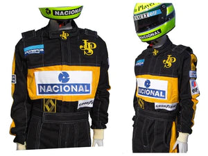 F1 Ayrton Senna 1985 Team Lotus Replica Embroidered Race suit
