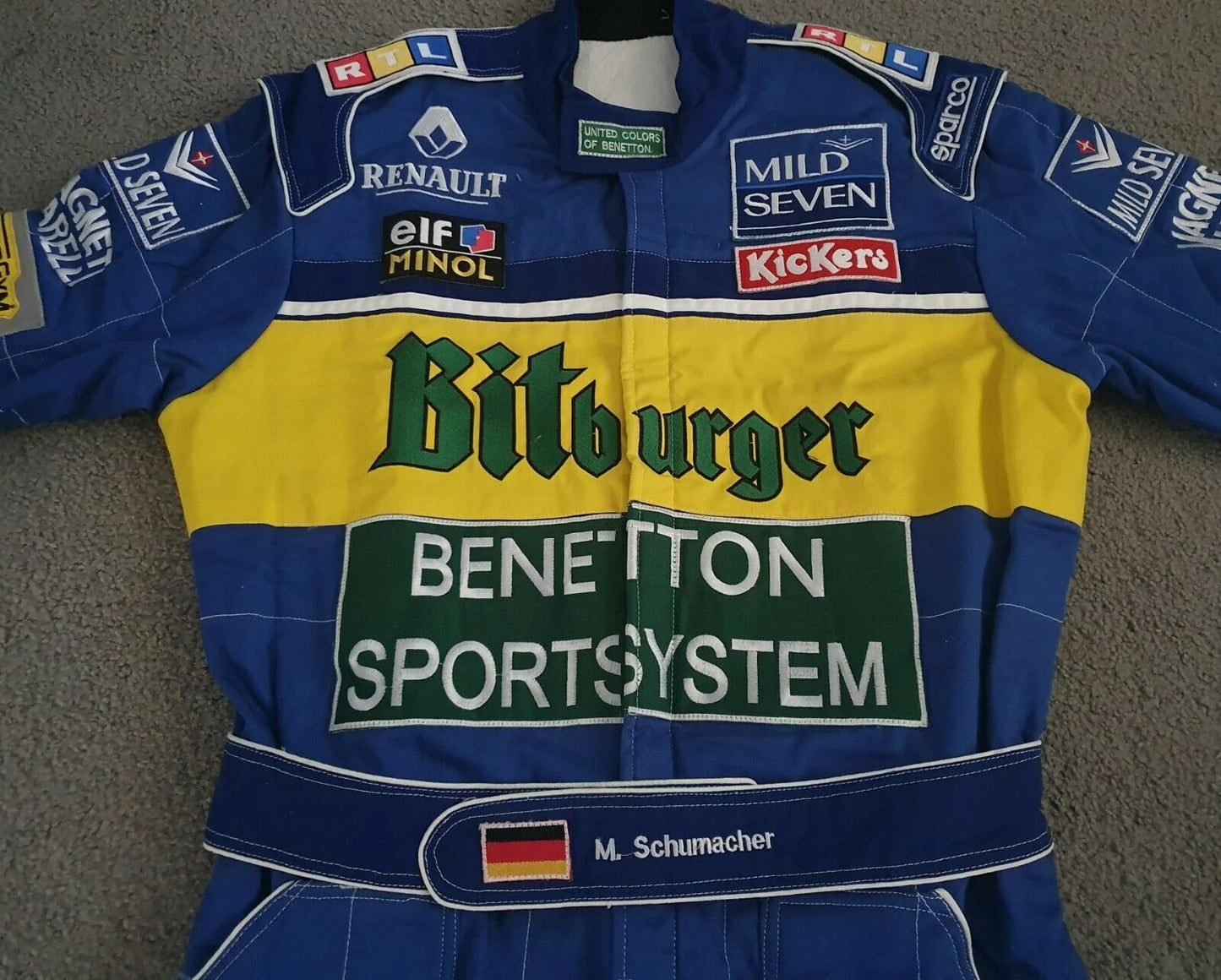 F1 MICHAEL SCHUMACHER BENETTON Embroidered go kart race suit